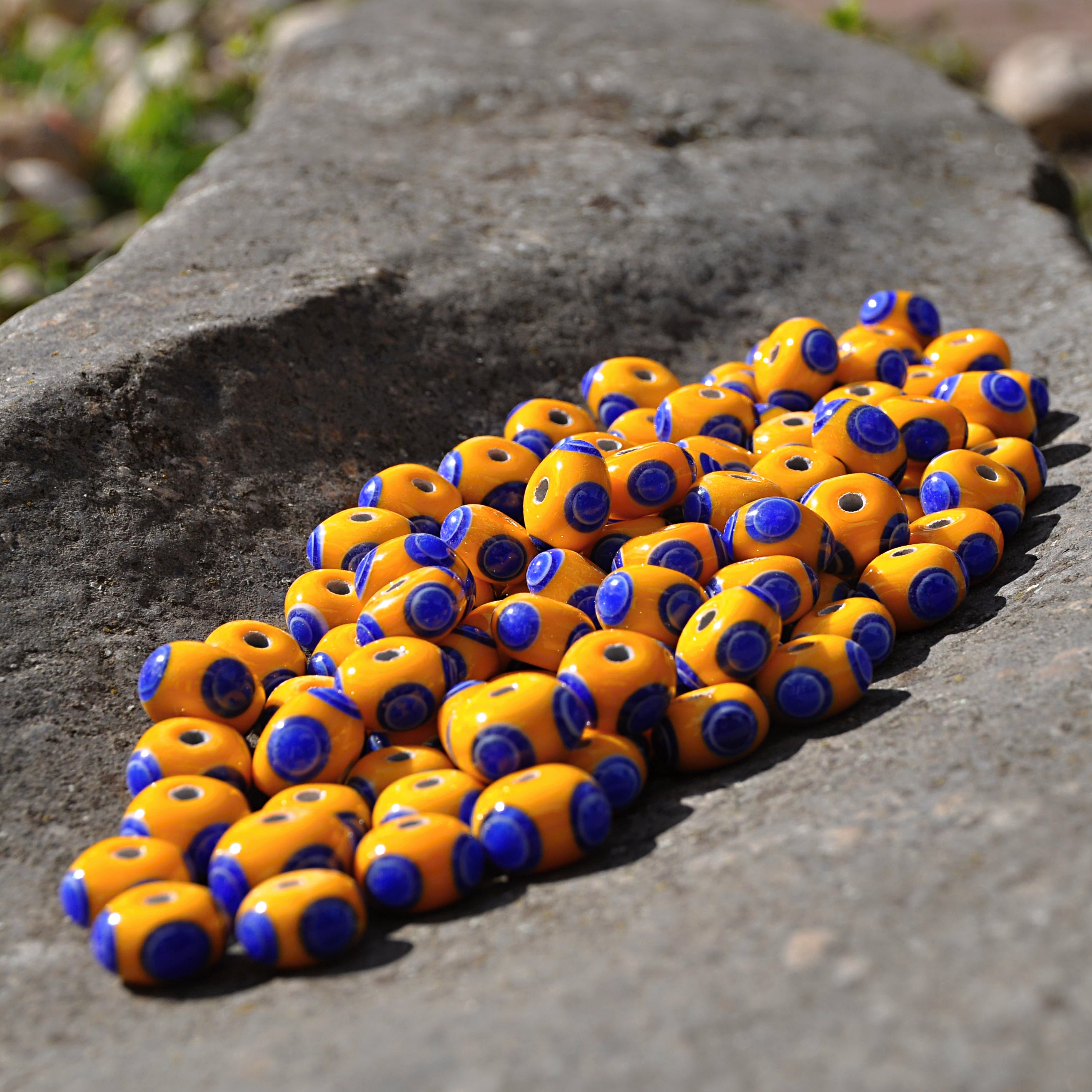 Keltské korálky Halštat s očky Celtic beads Hallstatt