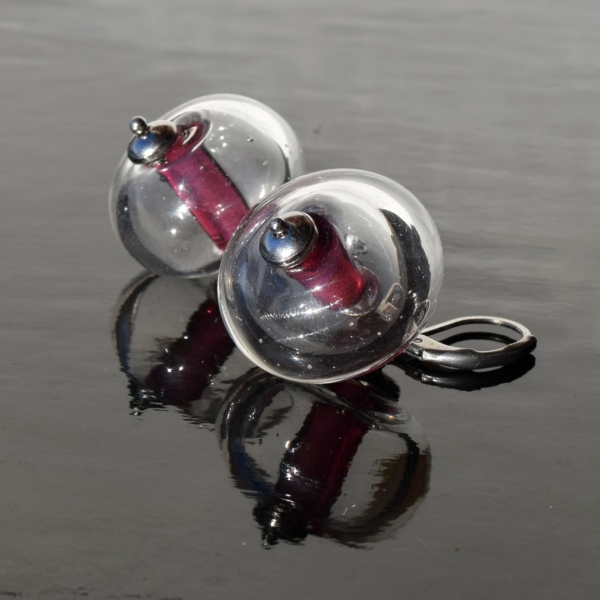Náušnice fialové bubliny - bubbles - greya - ručně vyrobené korálky - šperky handmade- lampwork