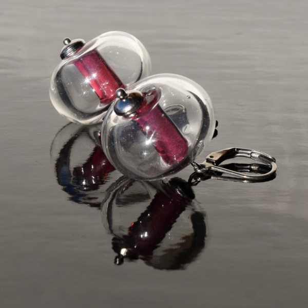 Náušnice fialové bubliny - bubbles - greya - ručně vyrobené korálky - šperky handmade- lampwork