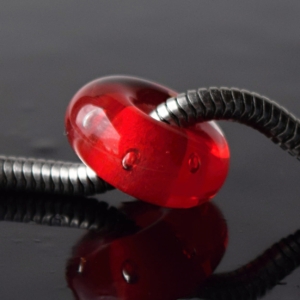 Červené bublinky - vinutá perle s velkým průvlekem pro náramky lampwork beads Greya