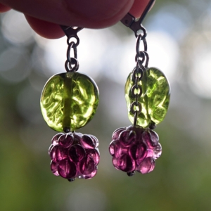 Ostružiny - náušnice s korálky - ručně vinuté perle a chirurgická ocel lampwork beads earrings