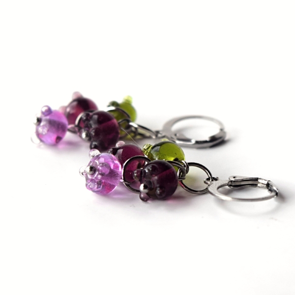 Náušnice s ručně vinutými perlemi - skleněné vinté perle a chirurgická ocel - lampwork beads earrings