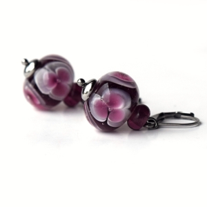 Náušnice s vinutkami Amary - ručně vinuté perle a chirurgická ocel lampwork earrings