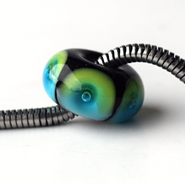 Aqua - vinutá perle s velkým průvlekem pro náramky BHB lampwork beads charm