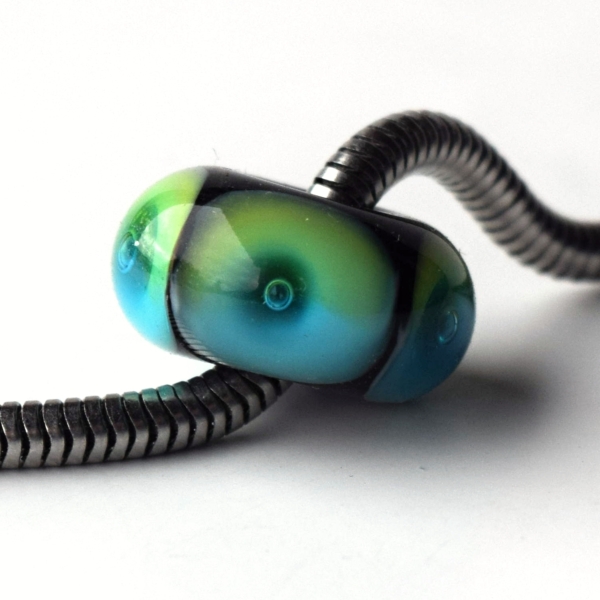 Aqua - vinutá perle s velkým průvlekem pro náramky BHB lampwork beads charm