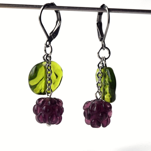 Ostružiny - náušnice s korálky - ručně vinuté perle a chirurgická ocel lampwork beads earrings