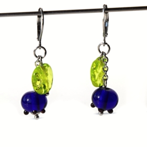 Borůvky - náušnice s ručně vinutými skleněnými perlemi - chirurgická ocel - lampwork earrings berries