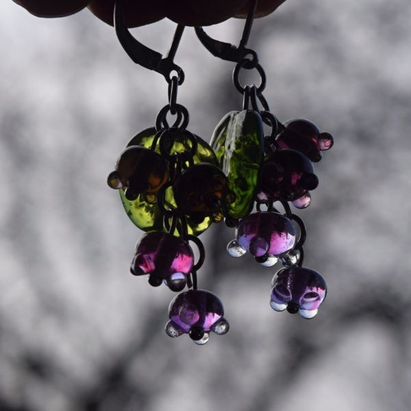 Paoletta- náušnice s ručně vinutými perlemi - sklo a chirurgická ocel -korálky - Lampwork beads - earrings